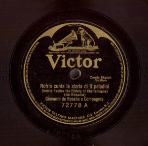 Nofrio cunta la storia di li paladini. Disco 78 rpm Victor 722778 (10”) (Collezione Fugazzotto)