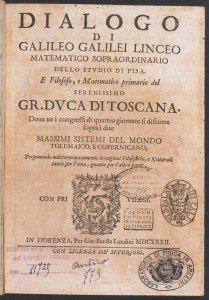 Frontespizio de “Il Dialogo dei Massimi Sistemi” di Galileo Galilei (Firenze, 1632).