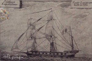 Sciabecco napoletano, incisione del 1790 (http://identitapartenopea.blogspot.com/2014/02/la-flotta-navale-napoletana.html)
