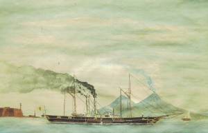 Brigantino a vapore Sirena all’uscita del porto di Napoli, ignoto, (collezione privata Antonio Formicola)