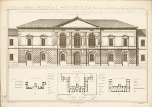 Progetto di un fabbricato della clinica, Arch. G. Roster, da Ricordi di architettura 1878-1900.