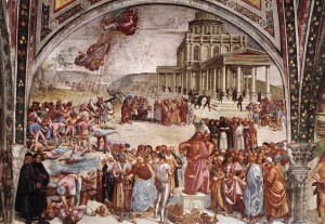 Luca Signorelli, Cappella di san Brizio, Predica e punizione dell'anticristo