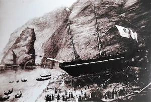 Launching of a brig in the shipyard of Alimuri (Meta) (Maresca Passaro, 2011: 27) 