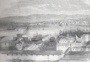  Fig.7 A picture of Castellammare Royal shipyard (1860), private collection, (Formicola Romano, 1994: 121).