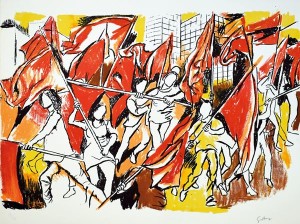 Renato Guttuso, Gioventù con bandiere, 1968