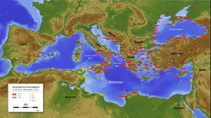 Carta di diffusione delle colonie greche dalla Spagna al Mar Nero, da Wikipedia