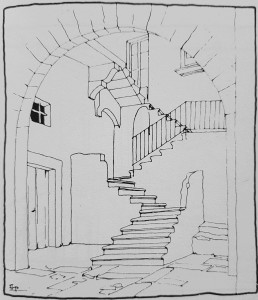 Luigi-Epifanio-Marsala-Visione-di-una-scala-all’aperto-attraverso-un-ampio-arco-di-ingresso-1939..