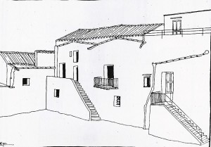 Palermo, cortile, disegno di Luigi Epifanio (1939)