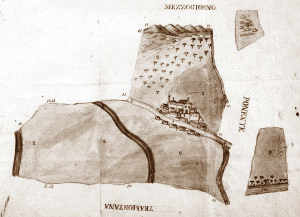 Mappa del territorio di Ogliastro redatta dall'agrimensore Giannino, 1830