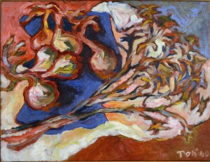 Cipolle e carciofi, 1940, olio su tela ( courtesy Fondazione Toti Scialoia, Roma)
