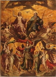 FOTO N. 3 VIANI ANTONIO MARIA (Cremona 1550 ca. - Mantova 1635 ca.), La Trinità e i sette angeli olio su rame - cm 49,5x36 Napoli, Complesso Monumentale dei Girolamini