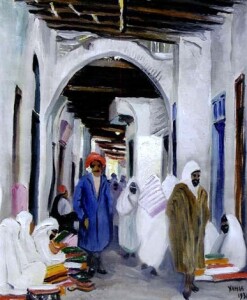 Yahia Turki, The women's souk in Tunis, oil on canvas, 1930, Source Artnet