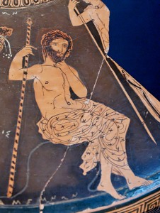 Agamennone con lo scettro (Lekanis attico,v sec.),Museo di Taranto