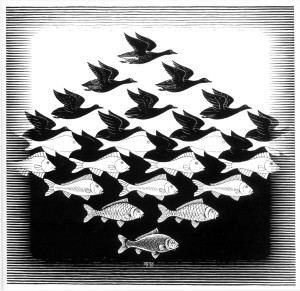 Sky and Water,  di C. Escher, 1938