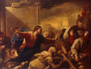  Gesù caccia i mercanti dal tempio, di L. Giordano (1632)