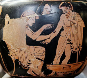 Asclepio visita il paziente, pittura vascolare a figure rosse (v sec. a. C., Museo de Louvre foto2
