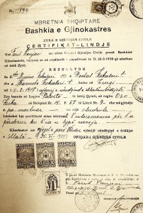 certificato di nascita di Kokalari