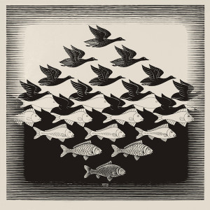Maurits-Cornelis-Escher-Cielo-e-acqua-1938