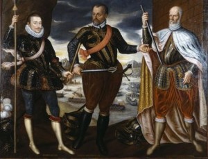 Fig. 10 I vincitori di Lepanto: da sinistra Giovanni d’Austria, Marcantonio Colonna e Sebastiano Venier, 1575, Vienna, Kunsthistorisches Museum