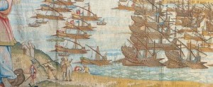 Partenza della flotta per Lepanto, Genova, Villa Principe, ciclo di arazzi commissionati da Giovan Andrea Doria c.a 1590