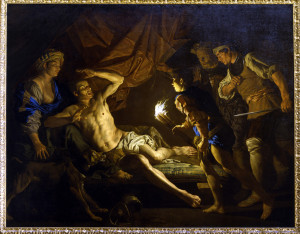 Matthias Stom - Sansone arrestato dai filistei - Olio su tela -  221 x 272 cm - Realizzato dopo il 1640 (periodo siciliano dell'artista)  -  Musei Reali -Galleria Sabauda