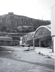 Vista attuale dell’ingresso: a destra, di scorcio, la struttura metallica aggiunta per la protezione della copertura (da D. Cottone, cit.)