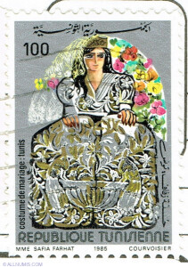 Stamp from the series ‘Wedding dresses’, 1985, source: allnumis.com