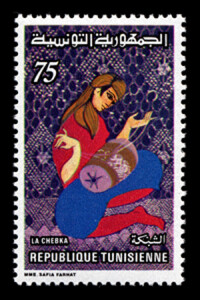 Stamp from the series honouring local craft, Chebka lace, 1980, source: lacenews.net